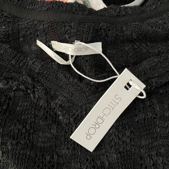 STITCHDROP | Women's Black Raw Edge Pocket Long Sleeve Pullover Large - Picture 7 of 7